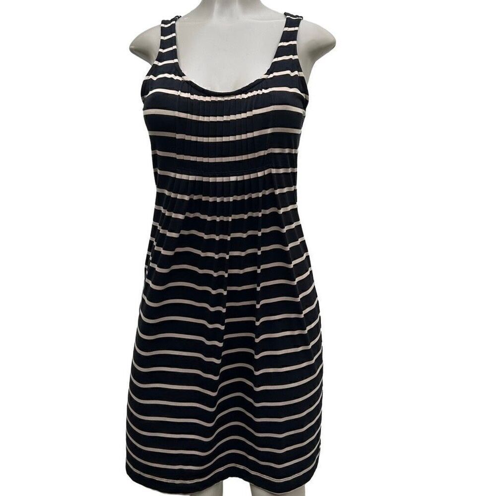 NWOT Soma Tank Dress Women's Small Black & White Striped Pintuck Scoop Neck